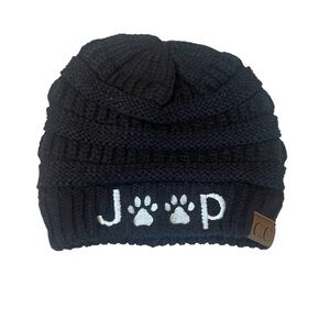 C.C Black Knit Beanie with JEEP  Paw Design